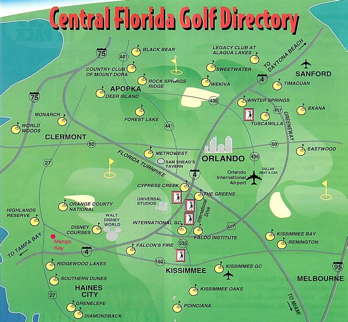 ramani ya Orlando kozi golf